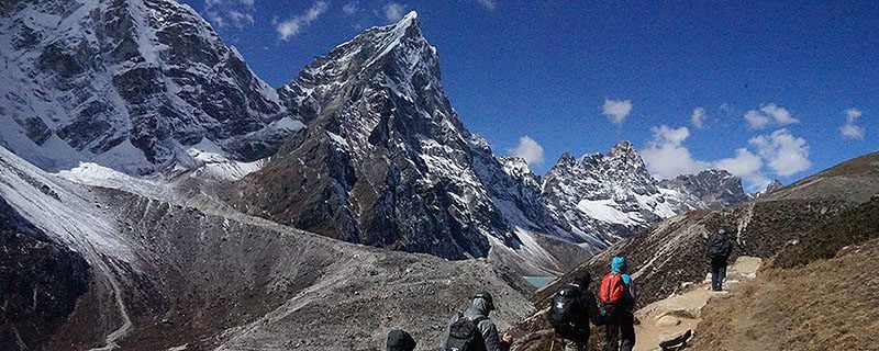 Group of hikers on alpine trail