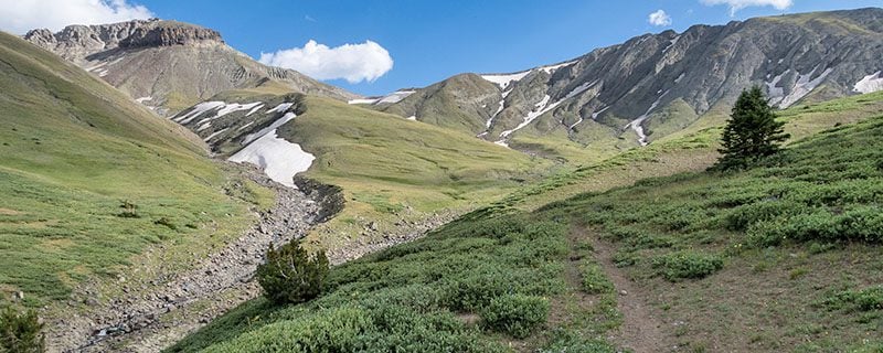 Grassy hills in mountains